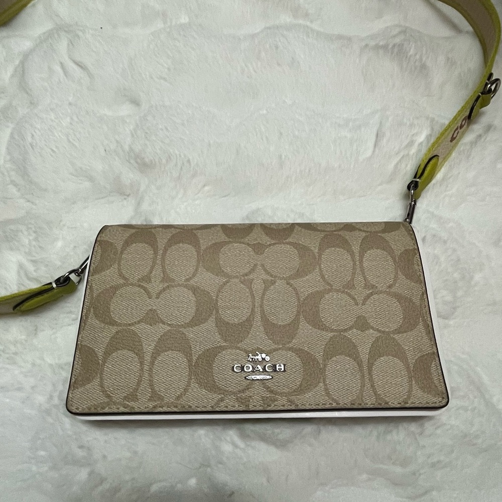 NWT Coach Beige Crossbody/Clutch Bag with Signature Pattern